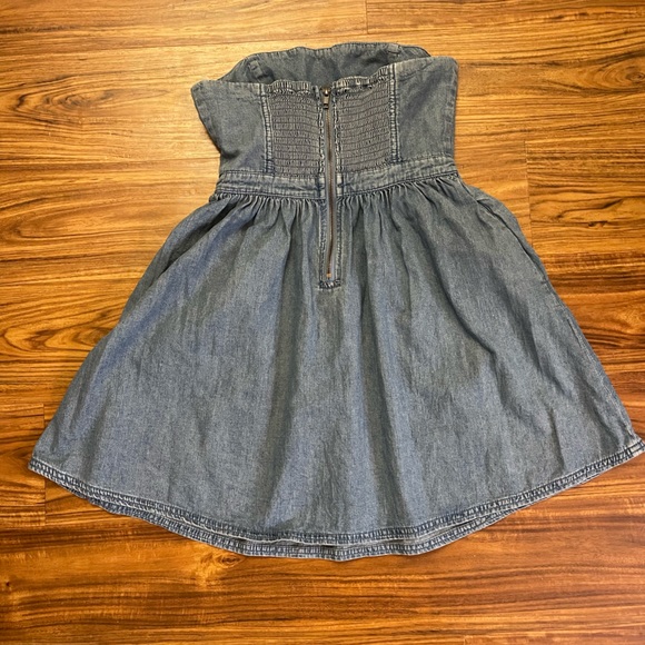 Free people darling denim strapless mini dress size 0 - Picture 2 of 3